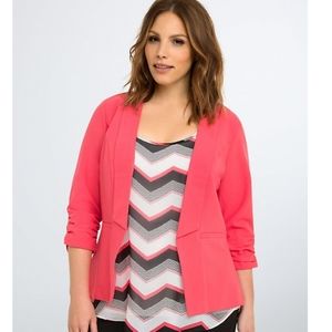 Torrid Size 1 Hot Pink Ruched Sleeve Blazer